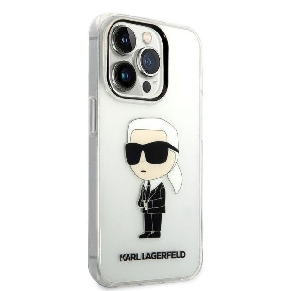 Funda para Apple iPhone 14 Pro Max, Karl Lagerfeld, Ikonik Karl, Transparente