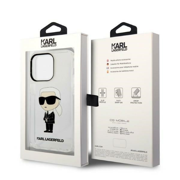 Funda para Apple iPhone 14 Pro Max, Karl Lagerfeld, Ikonik Karl, Transparente