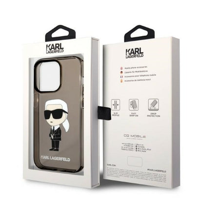 Funda para Apple iPhone 14 Pro Max, Karl Lagerfeld, IML Ikonik NFT, Negra