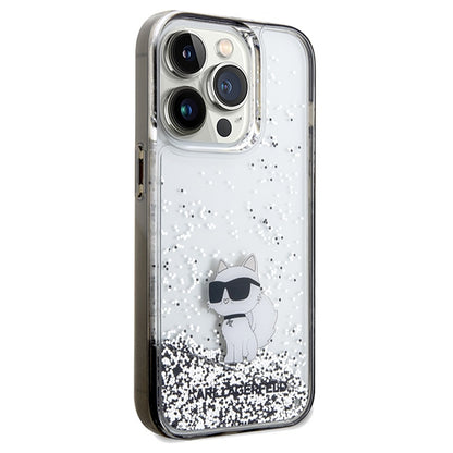 Funda para Apple iPhone 14 Pro Max, Karl Lagerfeld, Liquid Glitter Choupette, Transparente