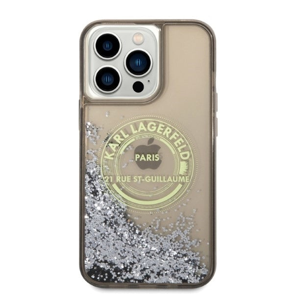 Funda para Apple iPhone 14 Pro Max, Karl Lagerfeld, Liquid Glitter RSG, Negra