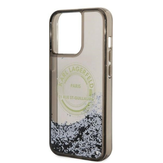 Funda para Apple iPhone 14 Pro Max, Karl Lagerfeld, Liquid Glitter RSG, Negra