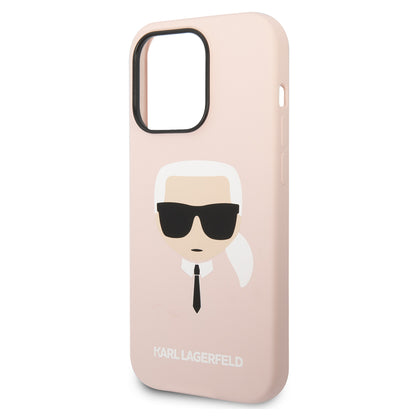 Case for Apple iPhone 14 Pro Max, Karl Lagerfeld, Silicone Karl's Head, Pink