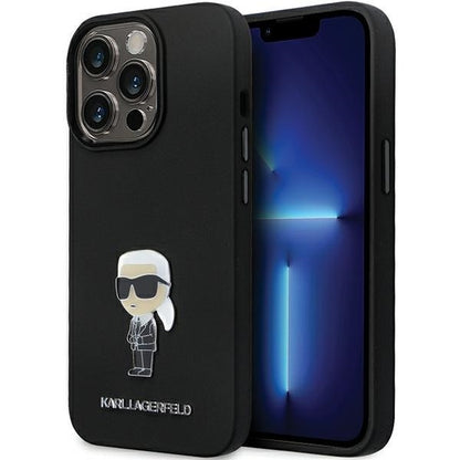 Funda para Apple iPhone 14 Pro Max, Karl Lagerfeld, Silicona Ikonik Karl Metal, Negra