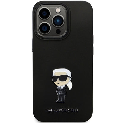 Funda para Apple iPhone 14 Pro Max, Karl Lagerfeld, Silicona Ikonik Karl Metal, Negra