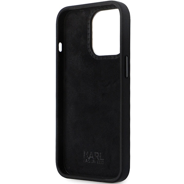 Funda para Apple iPhone 14 Pro Max, Karl Lagerfeld, Silicona Ikonik Karl Metal, Negra