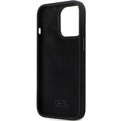 Funda para Apple iPhone 14 Pro Max, Karl Lagerfeld, Silicona Ikonik Karl Metal, Negra