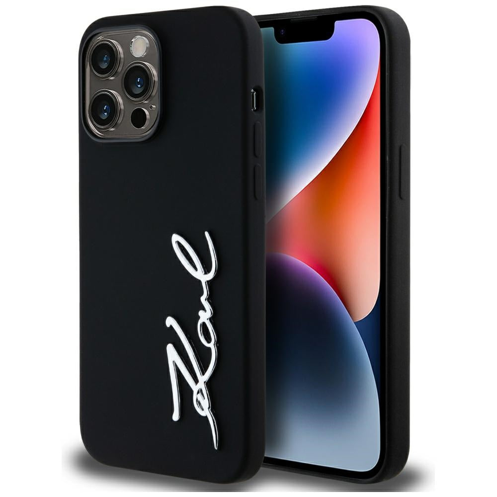 Funda para Apple iPhone 14 Pro Max, Karl Lagerfeld, Silicone Script, Negra