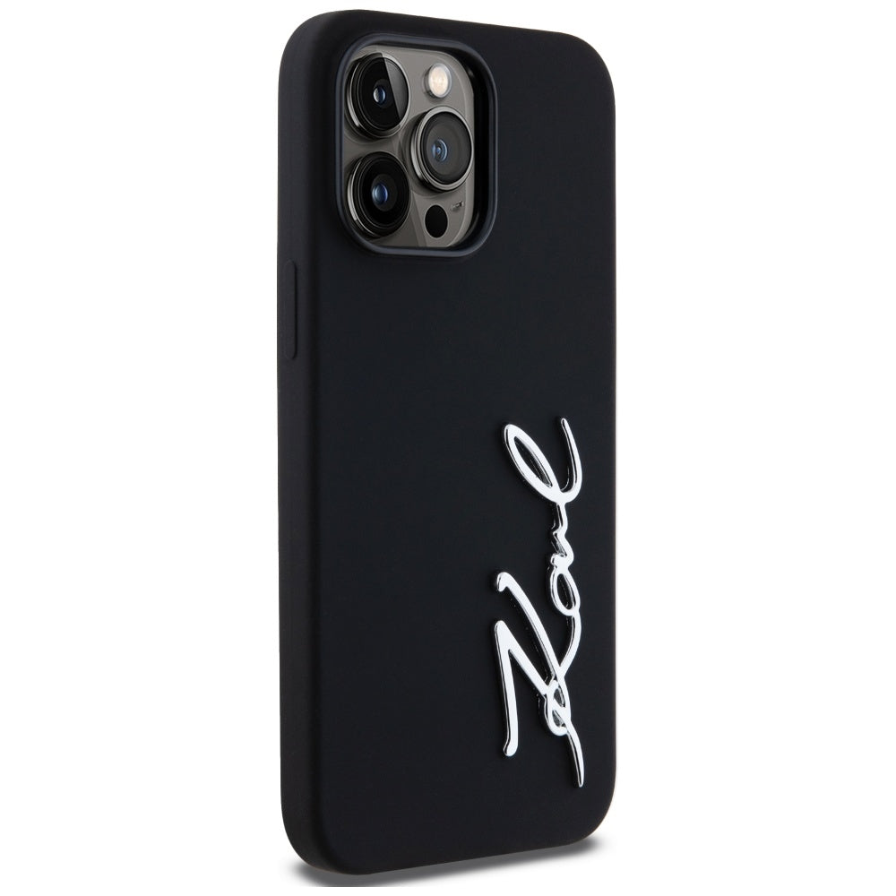 Funda para Apple iPhone 14 Pro Max, Karl Lagerfeld, Silicone Script, Negra