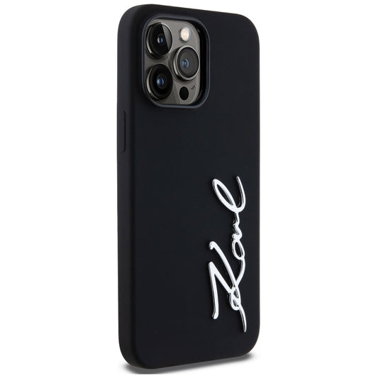 Funda para Apple iPhone 14 Pro Max, Karl Lagerfeld, Silicone Script, Negra