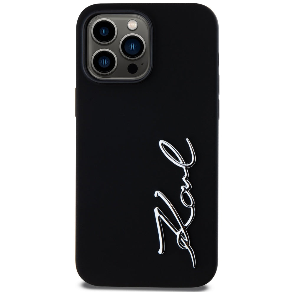 Funda para Apple iPhone 14 Pro Max, Karl Lagerfeld, Silicone Script, Negra