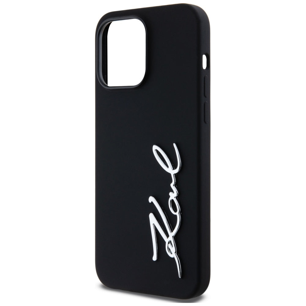 Funda para Apple iPhone 14 Pro Max, Karl Lagerfeld, Silicone Script, Negra