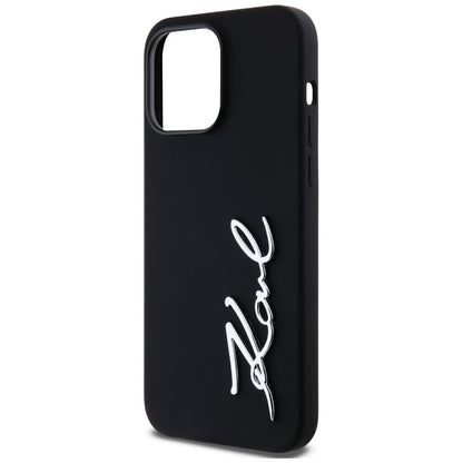 Funda para Apple iPhone 14 Pro Max, Karl Lagerfeld, Silicone Script, Negra