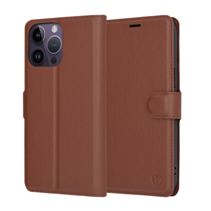 Funda para Apple iPhone 14 Pro Max, Techsuit, Leather Folio, Marrón