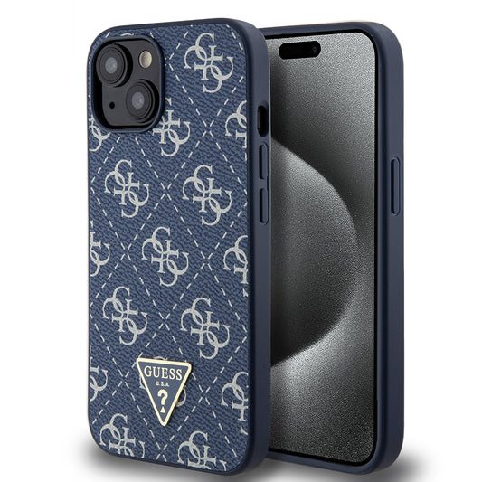Funda para Apple iPhone 15, Guess, 4G Triangle Logo, Azul