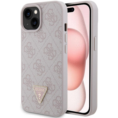 Funda para Apple iPhone 15, Guess, 4G Triangle Strass, Rosa