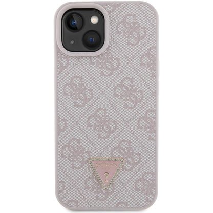 Funda para Apple iPhone 15, Guess, 4G Triangle Strass, Rosa