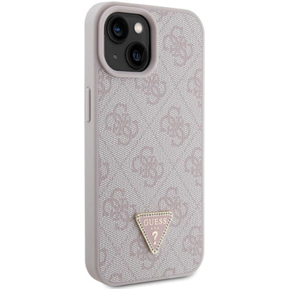 Funda para Apple iPhone 15, Guess, 4G Triangle Strass, Rosa