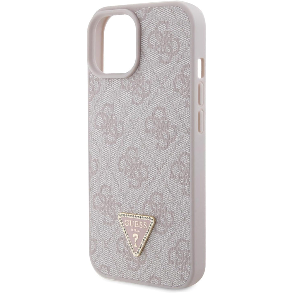 Funda para Apple iPhone 15, Guess, 4G Triangle Strass, Rosa