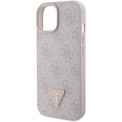 Funda para Apple iPhone 15, Guess, 4G Triangle Strass, Rosa