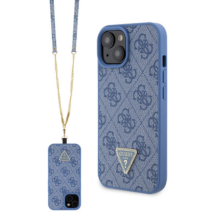 Funda para Apple iPhone 15, Guess, Crossbody 4G Metal Logo, Azul