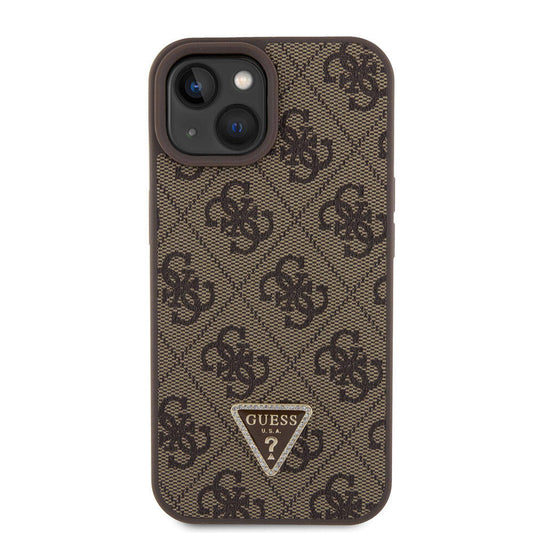 Funda para Apple iPhone 15, Guess, Crossbody 4G Metal Logo, Marrón