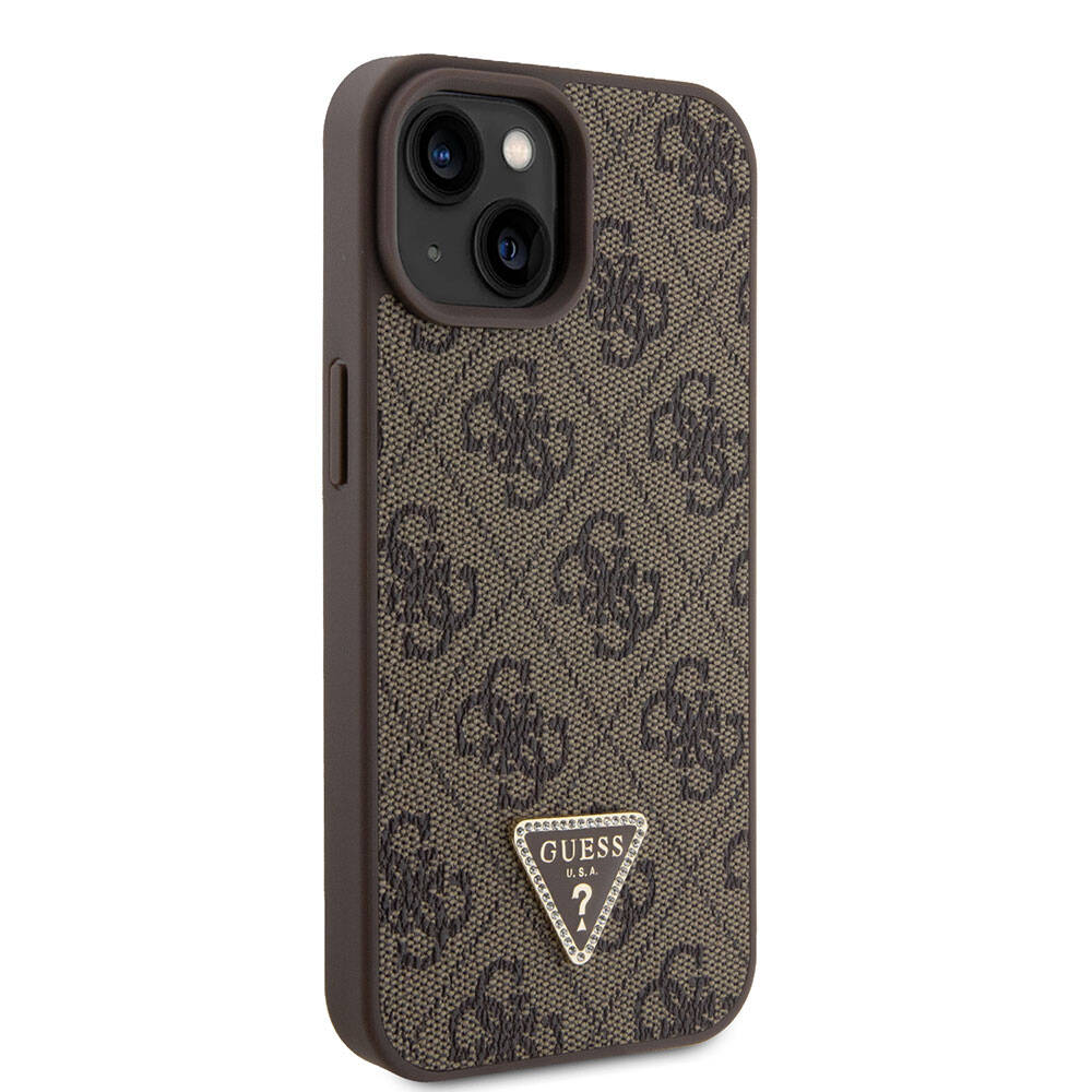 Funda para Apple iPhone 15, Guess, Crossbody 4G Metal Logo, Marrón