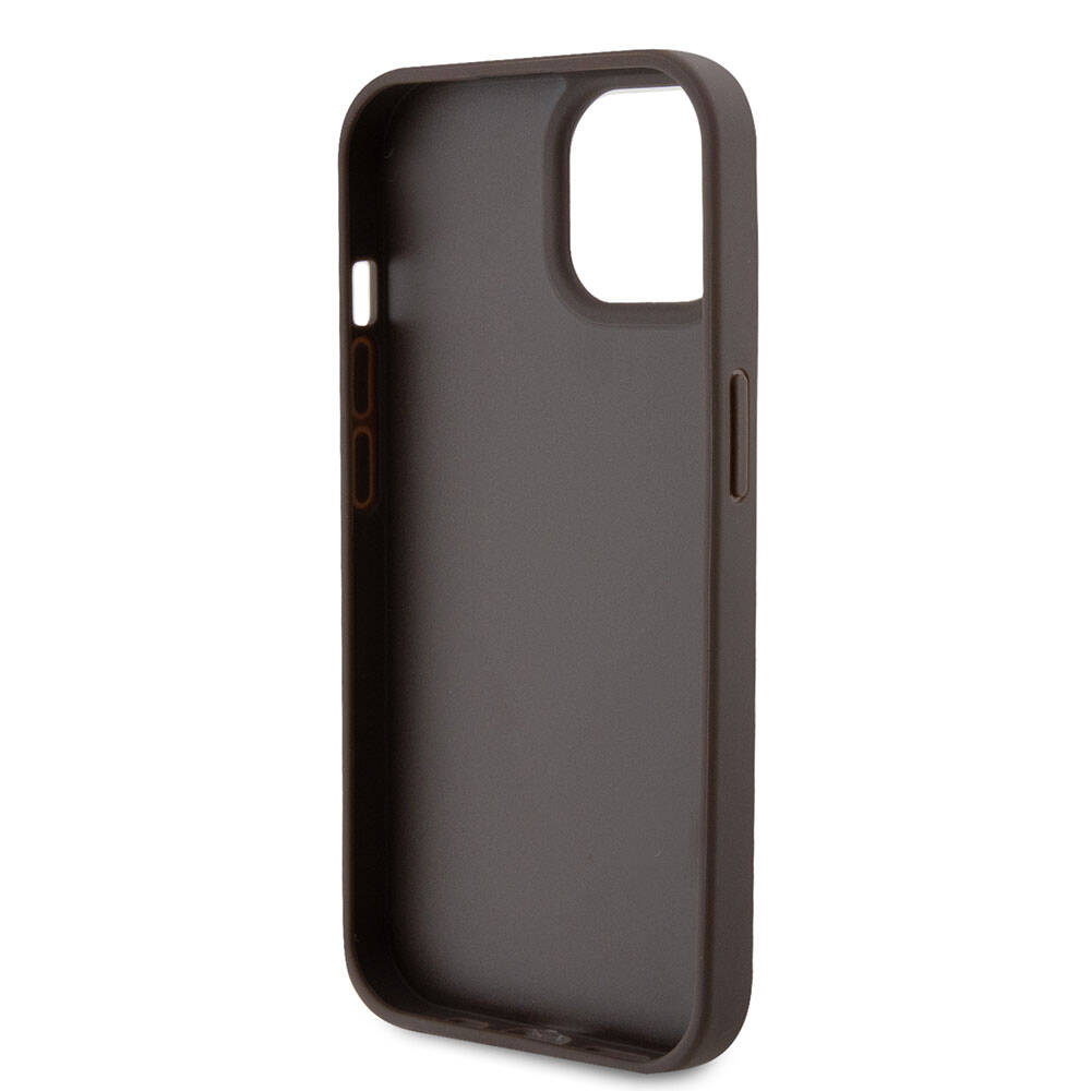 Funda para Apple iPhone 15, Guess, Crossbody 4G Metal Logo, Marrón