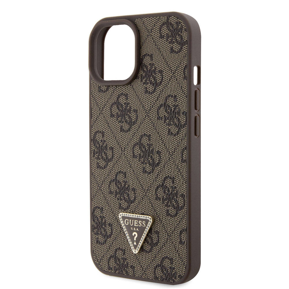 Funda para Apple iPhone 15, Guess, Crossbody 4G Metal Logo, Marrón