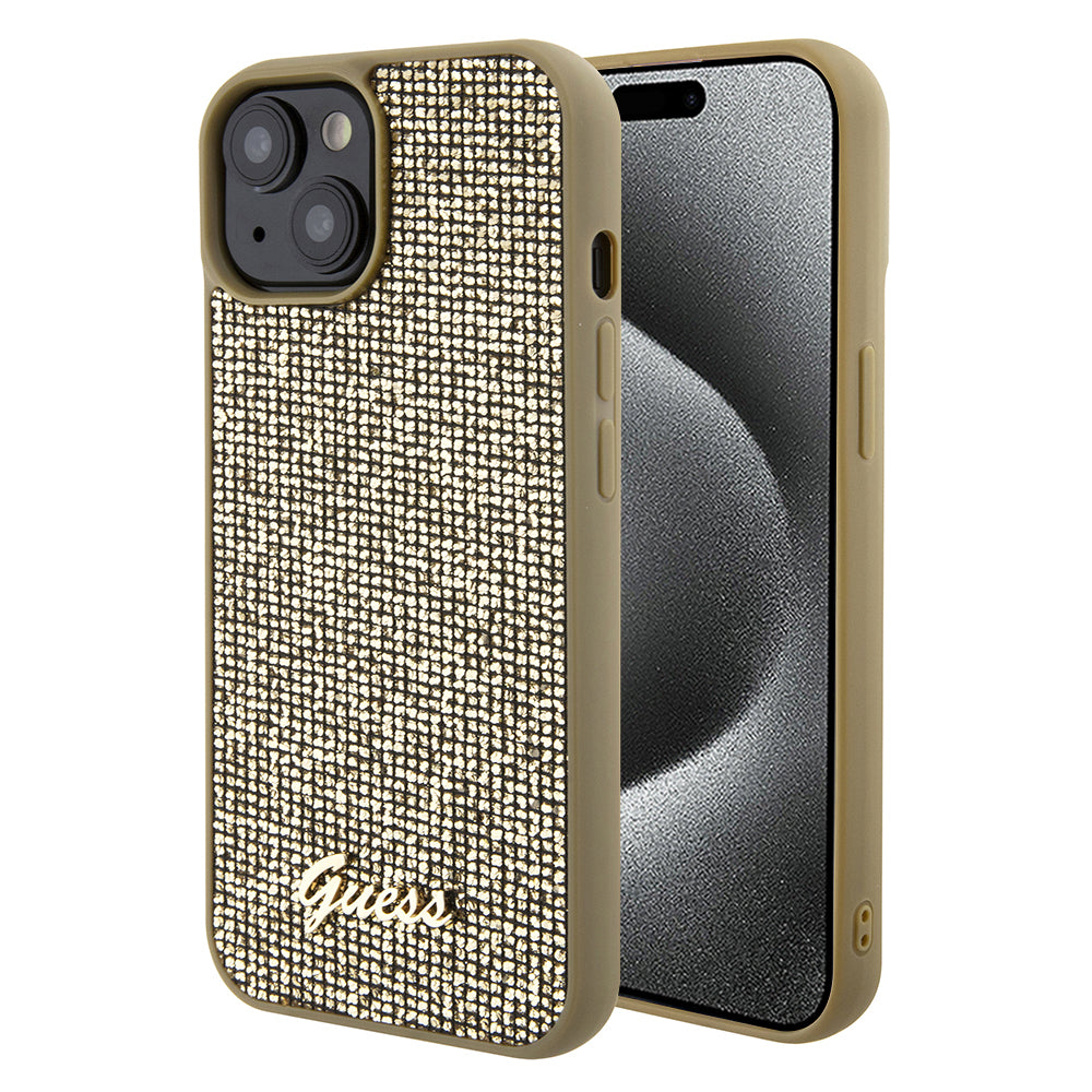 Case for Apple iPhone 15, Guess, Disco Metal Script, Gold