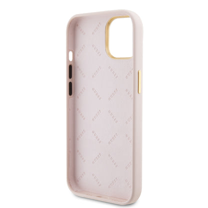Funda para Apple iPhone 15, Guess, Logo Strass 4G, Rosa Claro