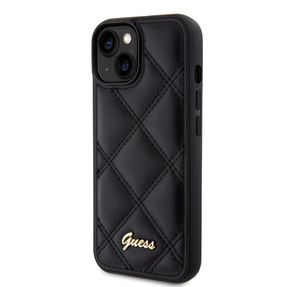Funda para Apple iPhone 15, Guess, Quilted Metal Logo, Negra
