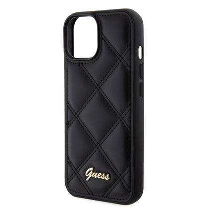 Funda para Apple iPhone 15, Guess, Quilted Metal Logo, Negra