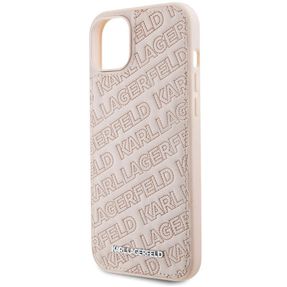 Funda para Apple iPhone 15, Karl Lagerfeld, Patrón Acolchado Diagonal K, Rosa