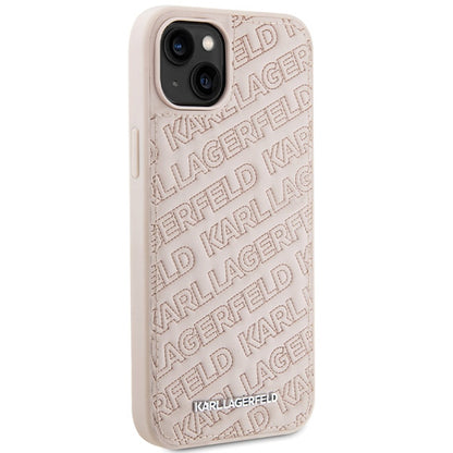 Funda para Apple iPhone 15, Karl Lagerfeld, Patrón Acolchado Diagonal K, Rosa