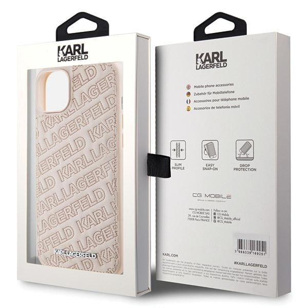 Funda para Apple iPhone 15, Karl Lagerfeld, Patrón Acolchado Diagonal K, Rosa