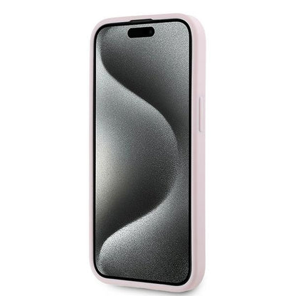 Funda para Apple iPhone 15, Karl Lagerfeld, Diagonal Quilted Script, Rosa