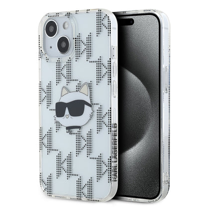 Funda para Apple iPhone 15, Karl Lagerfeld, IML Electroplated Choupette Head, Transparente