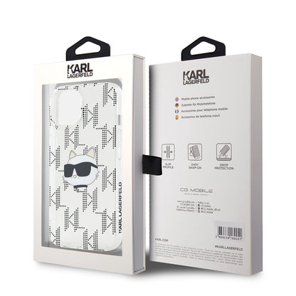 Funda para Apple iPhone 15, Karl Lagerfeld, IML Electroplated Choupette Head, Transparente