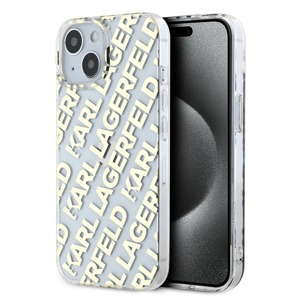 Funda para Apple iPhone 15, Karl Lagerfeld, IML Luxury Gold Fullover Logo, Dorada