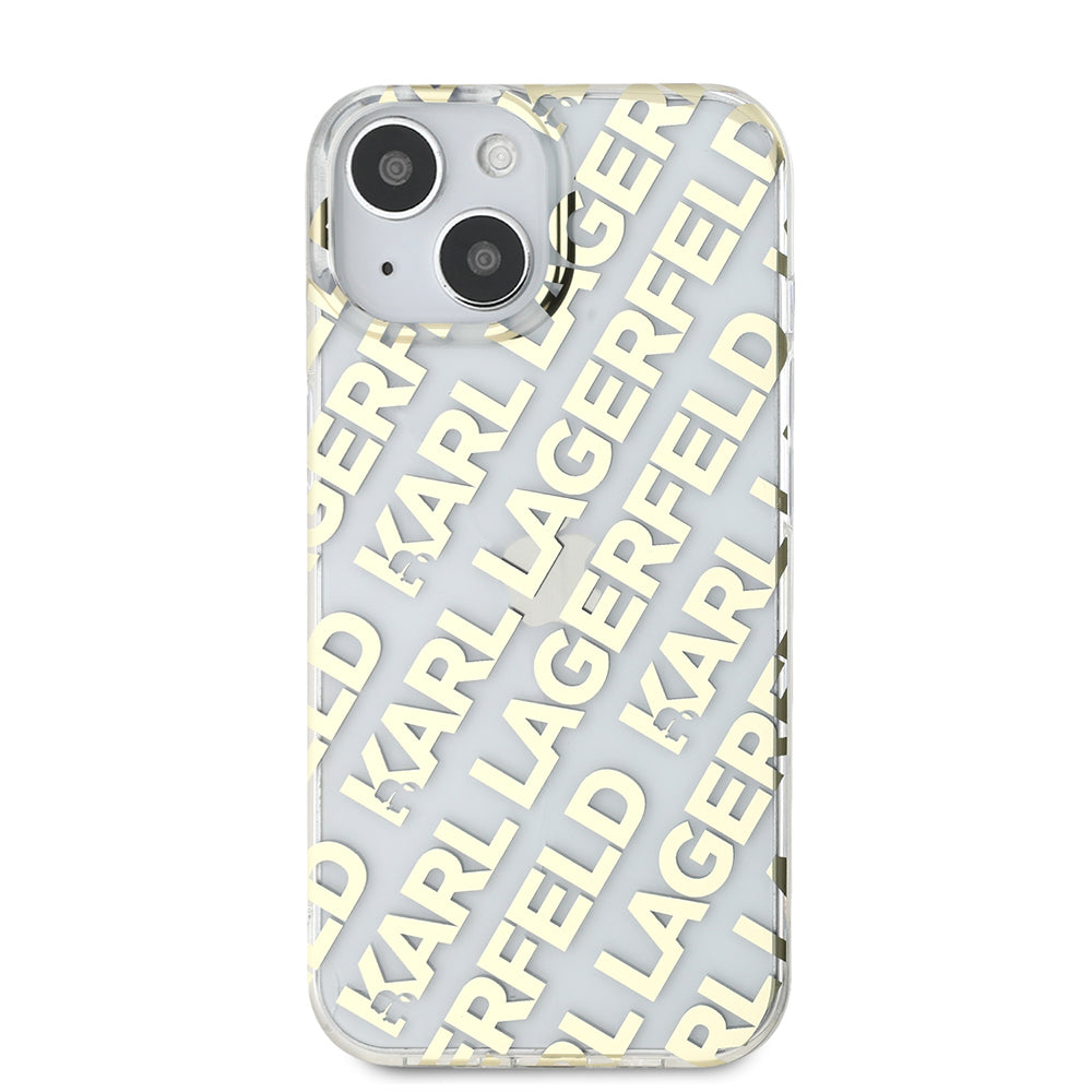 Funda para Apple iPhone 15, Karl Lagerfeld, IML Luxury Gold Fullover Logo, Dorada