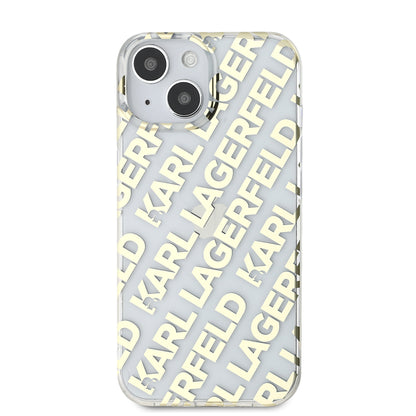 Funda para Apple iPhone 15, Karl Lagerfeld, IML Luxury Gold Fullover Logo, Dorada