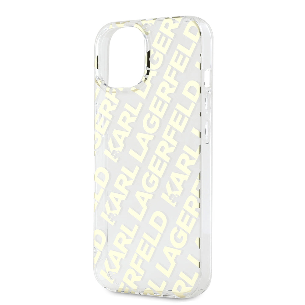 Funda para Apple iPhone 15, Karl Lagerfeld, IML Luxury Gold Fullover Logo, Dorada