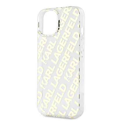Funda para Apple iPhone 15, Karl Lagerfeld, IML Luxury Gold Fullover Logo, Dorada