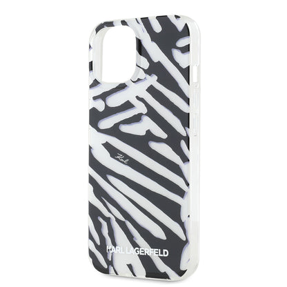 Funda para Apple iPhone 15, Karl Lagerfeld, IML Luxury Zebra Pattern with Strap, Negra
