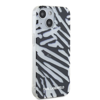 Funda para Apple iPhone 15, Karl Lagerfeld, IML Luxury Zebra Pattern with Strap, Negra