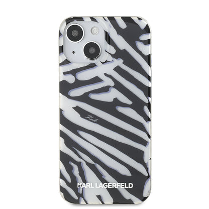 Funda para Apple iPhone 15, Karl Lagerfeld, IML Luxury Zebra Pattern with Strap, Negra