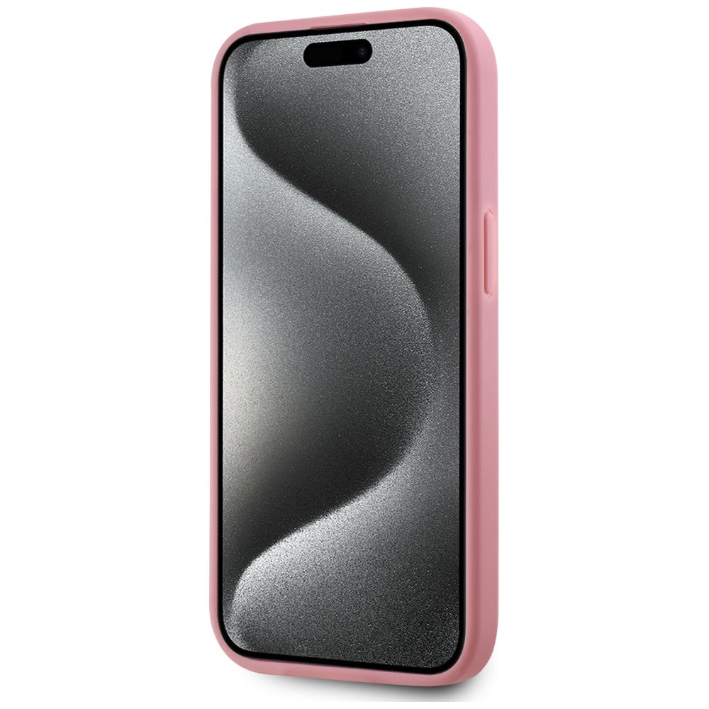 Funda para Apple iPhone 15, Karl Lagerfeld, Metal Signature, Rosa