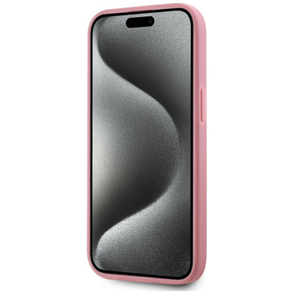 Funda para Apple iPhone 15, Karl Lagerfeld, Metal Signature, Rosa