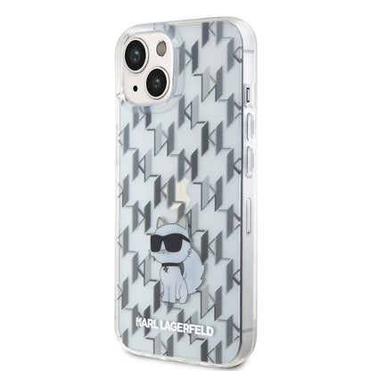 Funda para Apple iPhone 15, Karl Lagerfeld, Monogram Choupette, Transparente
